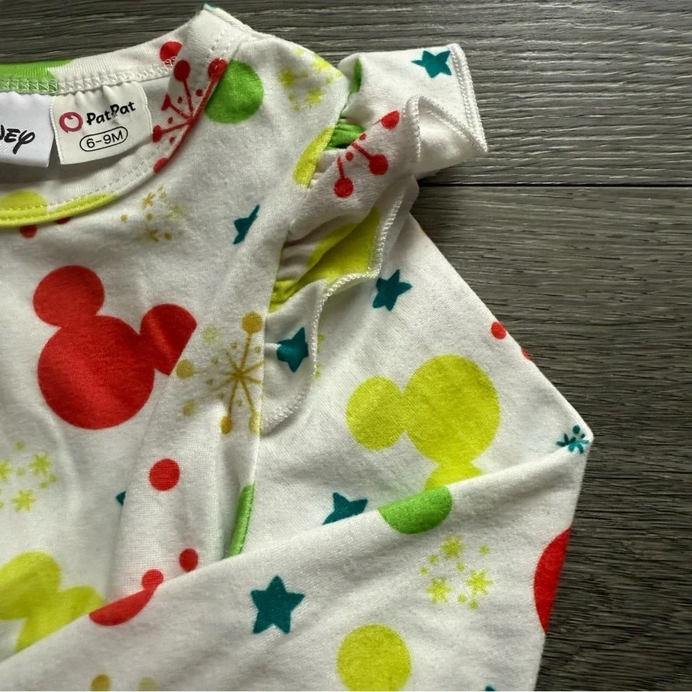 Disney PatPat Minnie Mouse Figaro Christmas Holiday Dress White 6-9M